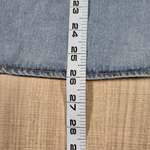 Mazik Denim Snap Front Top Women Size Small Gray Ruffle Casual Preppy Feminine - Picture 5 of 7